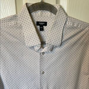 Express Men's gray and brown Patterned Shirt